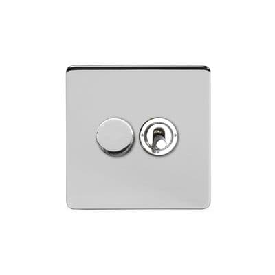 Soho Polished Chrome 2 Gang 1 x 2W LED Dimmer & 1 x 2W Toggle Switch Vintage SS-SH-2K-LTS341-PC