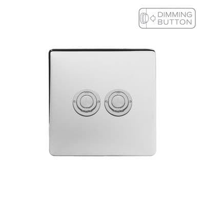 Soho Polished Chrome 2 Gang 6A Push Button Dimmer Switch SS-SH-20-LTS652-PC