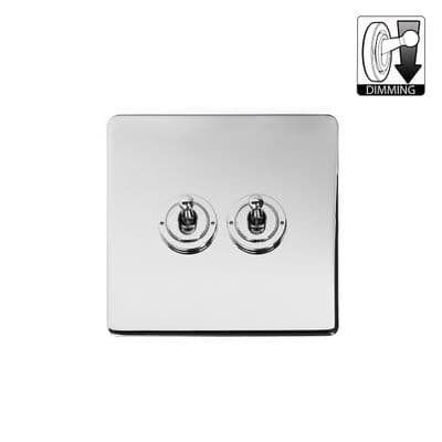 Soho Polished Chrome 2 Gang Dimming Toggle Switch SS-SH-20-LTS502-PC