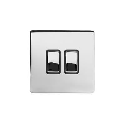 Soho Polished Chrome 2 Gang Intermediate Rocker Light Switch SS-SH-20-LTS112-PCB