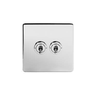 Soho Polished Chrome 2 Gang Intermediate Toggle Light Switch SS-SH-20-LTS312-PC