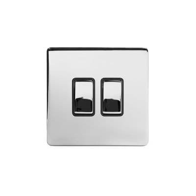 Soho Polished Chrome 2 Gang Retractive Rocker Switch SS-SH-20-LTS142-PCB