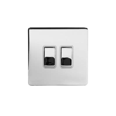 Soho Polished Chrome 2 Gang Retractive Rocker Switch SS-SH-20-LTS142-PCW