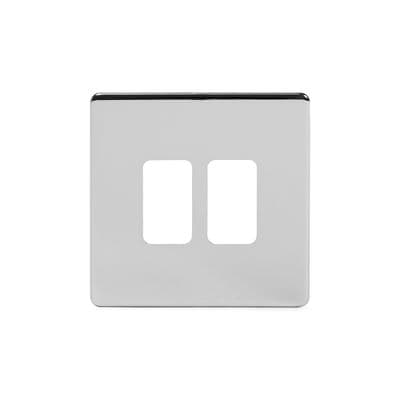 Soho Polished Chrome 2 Gang RM Rectangular Grid Module Plate SS-SH-20-GRD102-PC