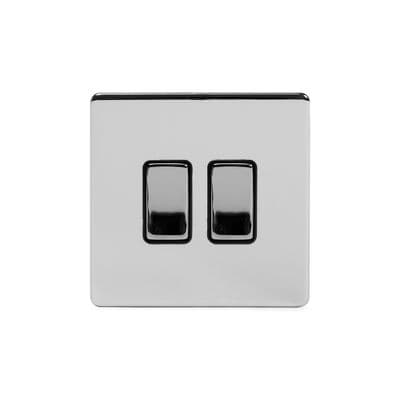 Soho Polished Chrome 2 Gang Rocker Switch 1 x 2W & 1 x Intermediate SS-SH-20-LTS138-PCB
