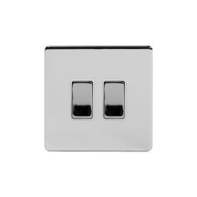 Soho Polished Chrome 2 Gang Rocker Switch 1 x 2W & 1 x Intermediate SS-SH-20-LTS138-PCW