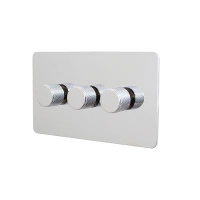 Soho Polished Chrome 3 Gang 1 or 2 Way 150W LED Dimmer Switch Vintage SS-SH-1K-LTS203-PC
