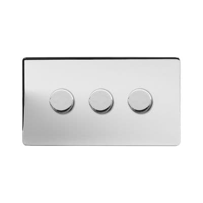 Soho Polished Chrome 3 Gang 1 or 2 Way 150W LED Dimmer Switch Vintage SS-SH-2K-LTS203-PC
