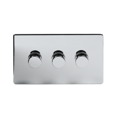 Soho Polished Chrome 3 Gang 1 or 2 Way 400W LED Dimmer Switch SS-SH-20-LTS243-PC