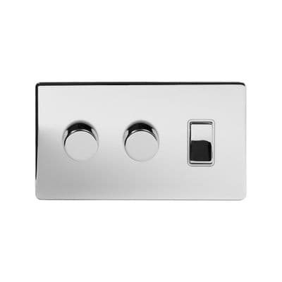 Soho Polished Chrome 3 Gang 2 x 2W LED Dimmer & 1 x 2W Rocker Switch SS-SH-20-LTS131-PCW