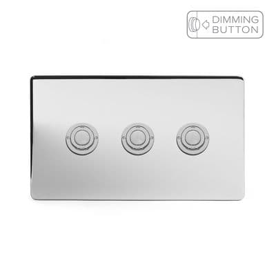 Soho Polished Chrome 3 Gang 6A Push Button Dimmer Switch SS-SH-20-LTS653-PC