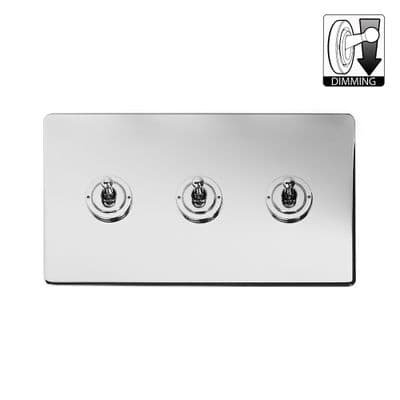 Soho Polished Chrome 3 Gang Dimming Toggle Switch SS-SH-20-LTS503-PC