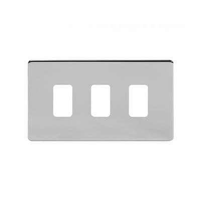 Soho Polished Chrome 3 Gang RM Rectangular Grid Module Plate SS-SH-20-GRD103-PC