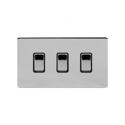 Soho Polished Chrome 3 Gang Rocker Switch 2 x 2W & 1 x Intermediate SS-SH-20-LTS137-PCB