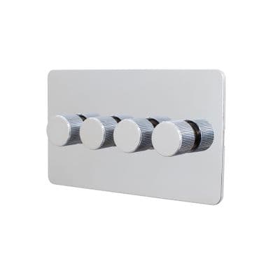 Soho Polished Chrome 4 Gang 1 or 2 Way 150W LED Dimmer Switch Art Deco SS-SH-1D-LTS204-PC