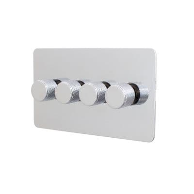 Soho Polished Chrome 4 Gang 1 or 2 Way 150W LED Dimmer Switch Vintage SS-SH-1K-LTS204-PC