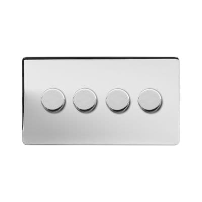 Soho Polished Chrome 4 Gang 1 or 2 Way 150W LED Dimmer Switch Vintage SS-SH-2K-LTS204-PC