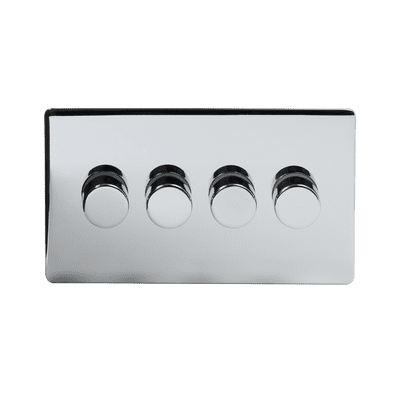 Soho Polished Chrome 4 Gang 1 or 2 Way 400W LED Dimmer Switch SS-SH-20-LTS244-PC