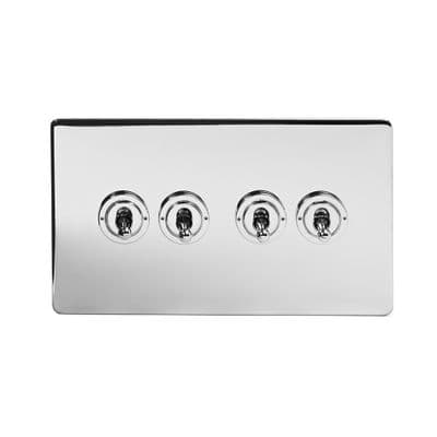 Soho Polished Chrome 4 Gang 1 or 2 Way Toggle Light Switch SS-SH-20-LTS304-PC