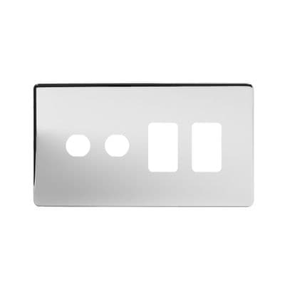 Soho Polished Chrome 4 Gang 2RM+2CM Dual Grid Module Plate SS-SH-20-GRD125-PC