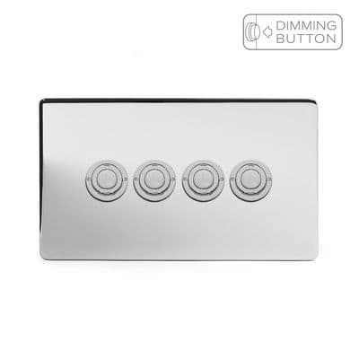 Soho Polished Chrome 4 Gang 6A Push Button Dimmer Switch SS-SH-20-LTS654-PC