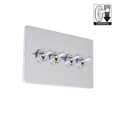 Soho Polished Chrome 4 Gang Dimming Toggle Switch Art Deco SS-SH-2D-LTS504-PC