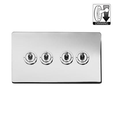 Soho Polished Chrome 4 Gang Dimming Toggle Switch SS-SH-20-LTS504-PC