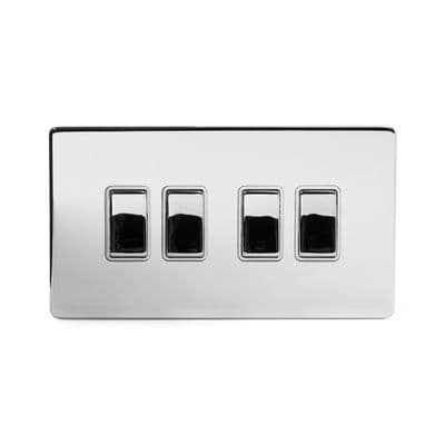 Soho Polished Chrome 4 Gang Intermediate Rocker Light Switch SS-SH-20-LTS114-PCW
