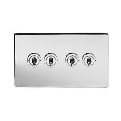 Soho Polished Chrome 4 Gang Intermediate Toggle Light Switch SS-SH-20-LTS314-PC