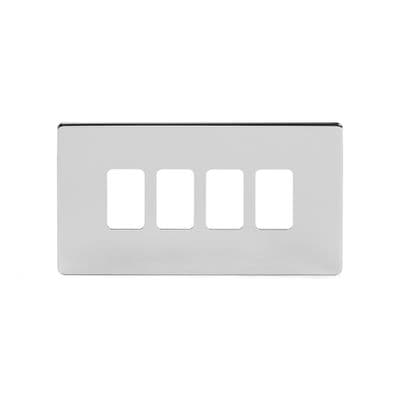 Soho Polished Chrome 4 Gang RM Rectangular Grid Module Plate SS-SH-20-GRD104-PC