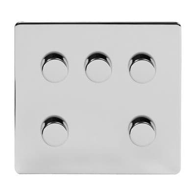 Soho Polished Chrome 5 Gang 1 or 2 Way 150W LED Dimmer Switch SS-SH-20-LTS205-PC