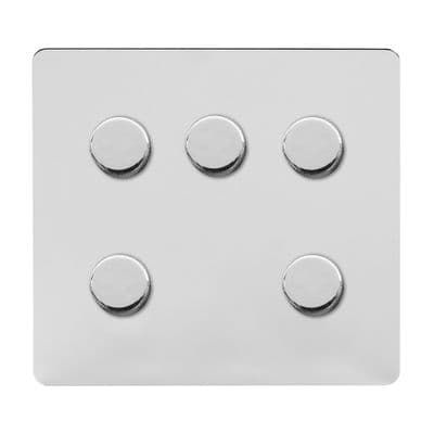 Soho Polished Chrome 5 Gang 1 or 2 Way 150W LED Dimmer Switch Vintage SS-SH-1K-LTS205-PC