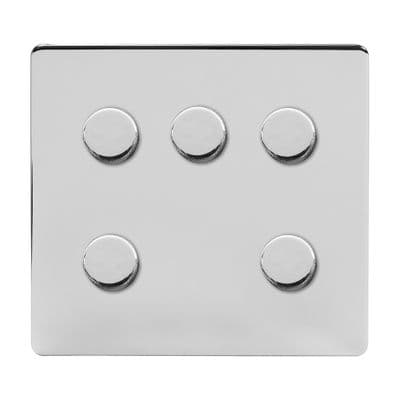 Soho Polished Chrome 5 Gang 1 or 2 Way 150W LED Dimmer Switch Vintage SS-SH-2K-LTS205-PC