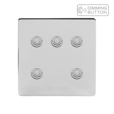 Soho Polished Chrome 5 Gang 6A Push Button Dimmer Switch SS-SH-20-LTS655-PC