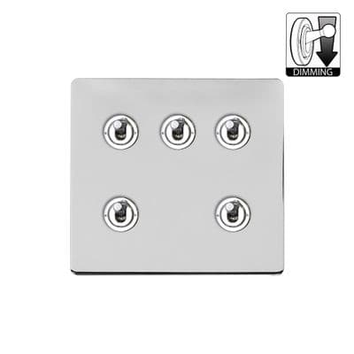 Soho Polished Chrome 5 Gang Dimming Toggle Switch Art Deco SS-SH-2D-LTS505-PC
