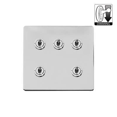 Soho Polished Chrome 5 Gang Dimming Toggle Switch SS-SH-20-LTS505-PC