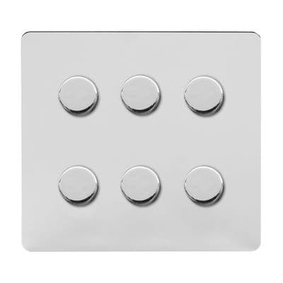 Soho Polished Chrome 6 Gang 1 or 2 Way 150W LED Dimmer Switch Vintage SS-SH-1K-LTS216-PC