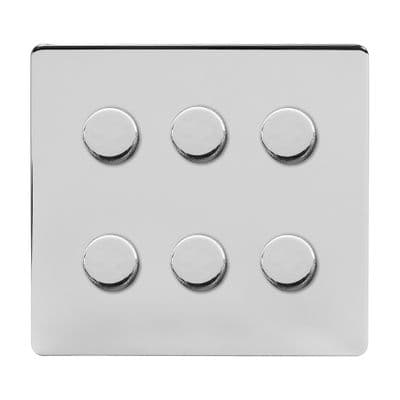 Soho Polished Chrome 6 Gang 1 or 2 Way 150W LED Dimmer Switch Vintage SS-SH-2K-LTS216-PC