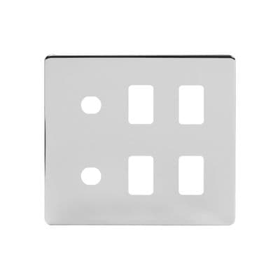 Soho Polished Chrome 6 Gang 4RM+2CM Dual Grid Module Plate SS-SH-20-GRD128-PC