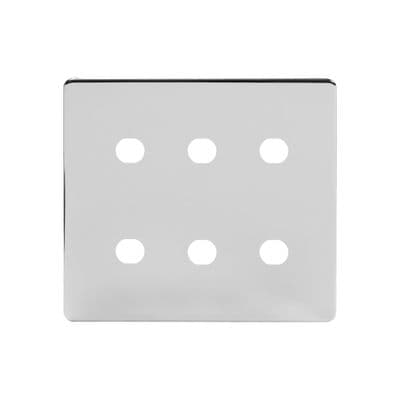Soho Polished Chrome 6 Gang CM Circular Grid Module Plate SS-SH-20-GRD138-PC