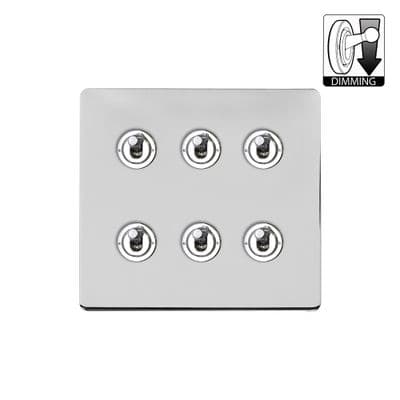 Soho Polished Chrome 6 Gang Dimming Toggle Switch Art Deco SS-SH-2D-LTS506-PC