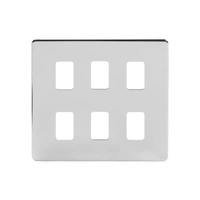 Soho Polished Chrome 6 Gang RM Rectangular Grid Module Plate SS-SH-20-GRD106-PC