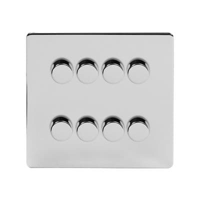Soho Polished Chrome 8 Gang 1 or 2 Way 150W LED Dimmer Switch SS-SH-20-LTS218-PC