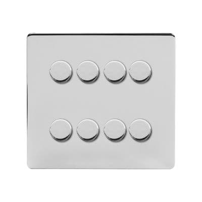 Soho Polished Chrome 8 Gang 1 or 2 Way 150W LED Dimmer Switch Vintage SS-SH-2K-LTS218-PC