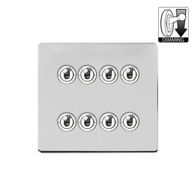 Soho Polished Chrome 8 Gang Dimming Toggle Switch Art Deco SS-SH-2D-LTS508-PC