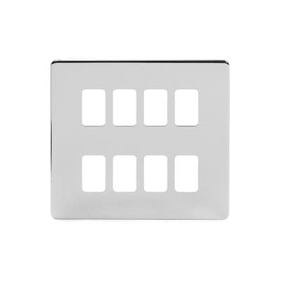 Soho Polished Chrome 8 Gang RM Rectangular Grid Module Plate SS-SH-20-GRD108-PC