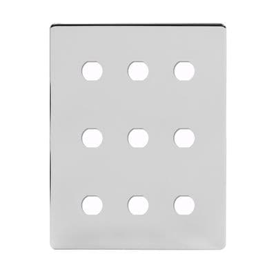 Soho Polished Chrome 9 Gang CM Circular Grid Module Plate SS-SH-20-GRD140-PC
