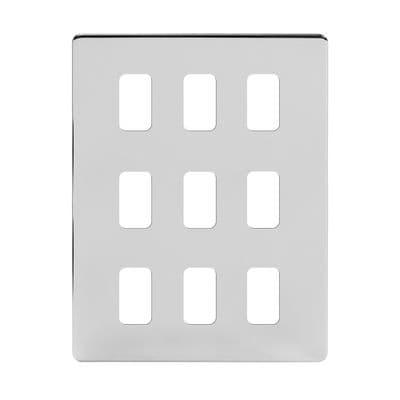 Soho Polished Chrome 9 Gang RM Rectangular Grid Module Plate SS-SH-20-GRD109-PC