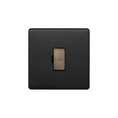 Soho SS-SH-22-ISO131-MBT Matt Black & Antique Brass Unswitched Fused Spur 13A DP