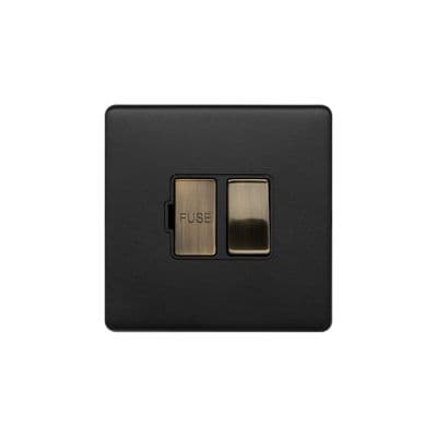 Soho SS-SH-22-ISO133-MBT Matt Black & Antique Brass Switched Fused Spur 13A DP